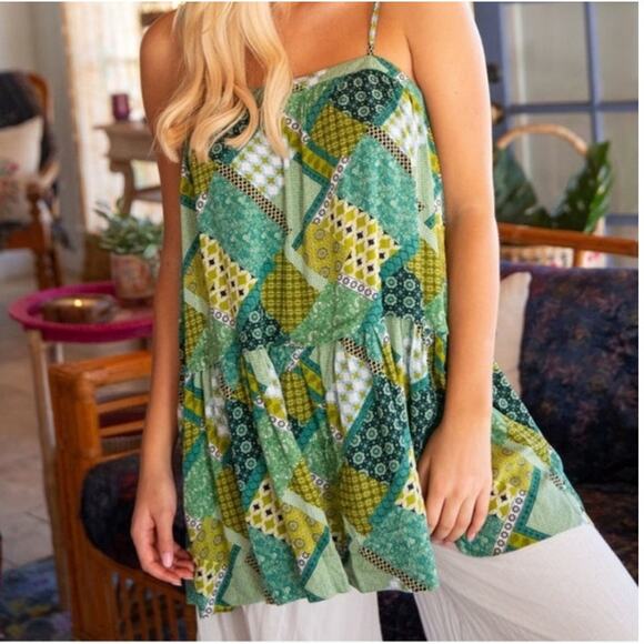 Natural life adjustable strap tunic BoHo patchwork medium - Picture 2 of 8